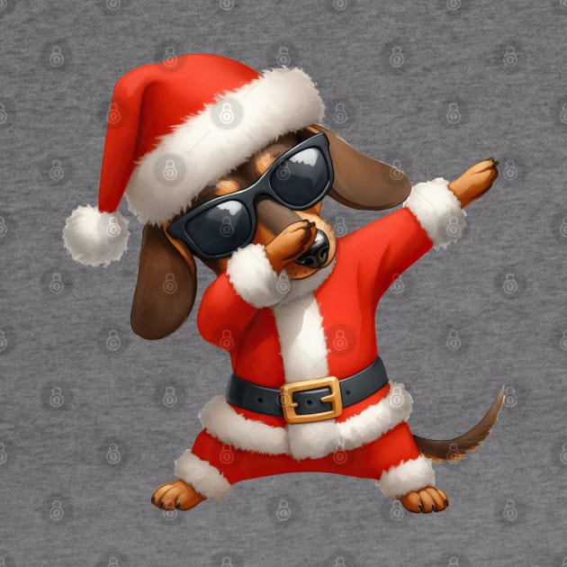 Christmas Dachshund Dog Dabbing Dance by Chromatic Fusion Studio